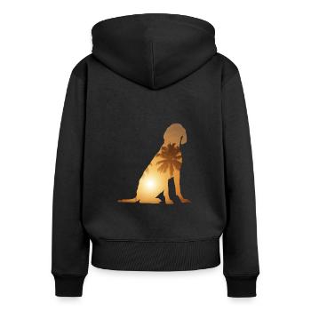 Sommerstrand - Vizsla - Frauen Premium Bio Zip Hoodie - Schwarz - Hinten - Julia (174cm)
