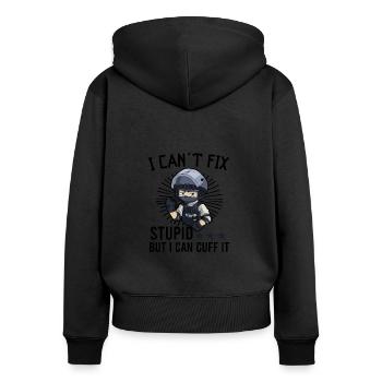 Bureau de police des policiers - Sweat à capuche zippé Premium bio Femme - noir - Dos - Julia (174cm)