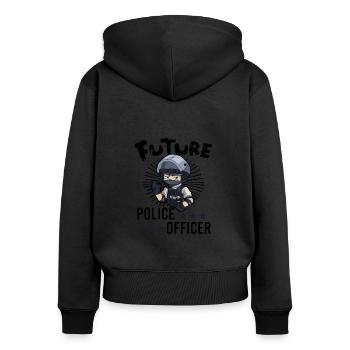 Bureau de police des policiers - Sweat à capuche zippé Premium bio Femme - noir - Dos - Julia (174cm)