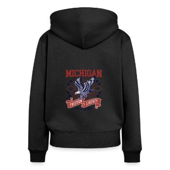 Retro USA Adler Freiheit 1837 Vintage Michigan - Frauen Premium Bio Zip Hoodie - Schwarz - Hinten - Julia (174cm)