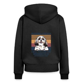 Hund Personal Stalker Shih Tzu - Frauen Premium Bio Zip Hoodie - Schwarz - Hinten - Julia (174cm)