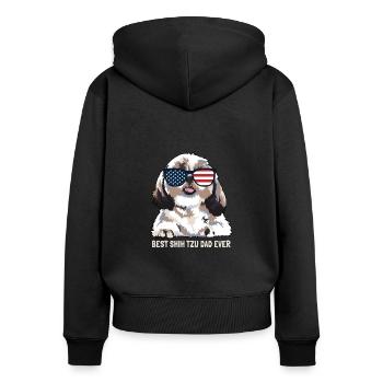 Best Shih Tzu Dad Ever - Frauen Premium Bio Zip Hoodie - Schwarz - Hinten - Julia (174cm)