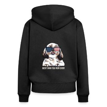 Meilleure maman Shih Tzu de tous les temps - Sweat à capuche zippé Premium bio Femme - noir - Dos - Julia (174cm)