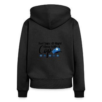 Bureau de police des policiers - Sweat à capuche zippé Premium bio Femme - noir - Dos - Julia (174cm)