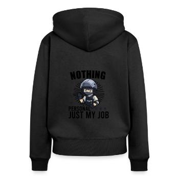Bureau de police des policiers - Sweat à capuche zippé Premium bio Femme - noir - Dos - Julia (174cm)