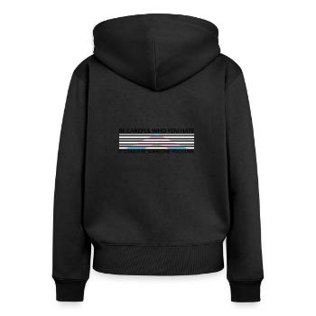 Vorsicht Wer Hasst - LGBTQ Trans Ally - Frauen Premium Bio Zip Hoodie - Schwarz - Hinten - Julia (174cm)