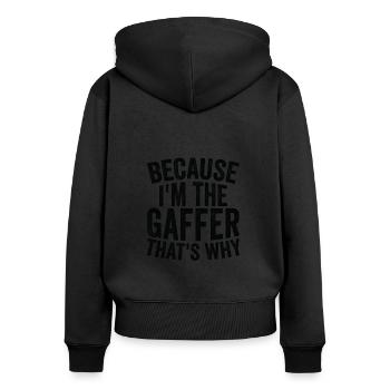 Parce que je suis le gaffeur - Sweat à capuche zippé Premium bio Femme - noir - Dos - Julia (174cm)