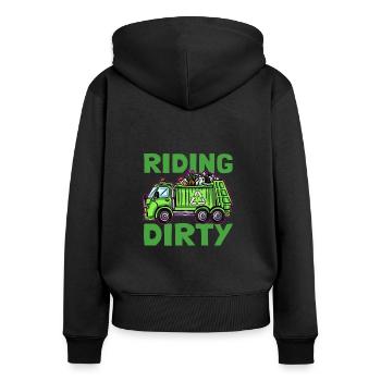 Riding Dirty Müllmann Müllwagen - Frauen Premium Bio Zip Hoodie - Schwarz - Hinten - Julia (174cm)