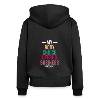 My Body Choice Uterus Store - Women's Premium Organic Zip Hoodie - black - Back - Julia (174cm)