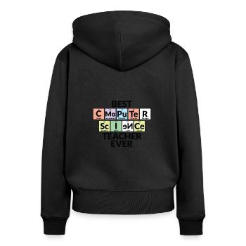 Bester Informatiklehrer Aller Zeiten - Frauen Premium Bio Zip Hoodie - Schwarz - Hinten - Julia (174cm)