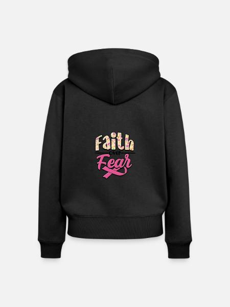 Glaube über Angst - Brustkrebs - Frauen Premium Bio Zip Hoodie - Schwarz