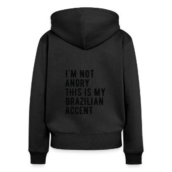Je ne suis pas méchant, mon accent brésilien - Sweat à capuche zippé Premium bio Femme - noir - Dos - Julia (174cm)