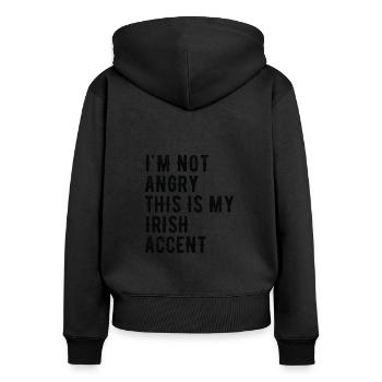 Je ne suis pas méchant, mon accent irlandais - Sweat à capuche zippé Premium bio Femme - noir - Dos - Julia (174cm)