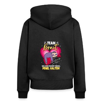 Team Braut Mädels Pegel Halten - Frauen Premium Bio Zip Hoodie - Schwarz - Hinten - Julia (174cm)