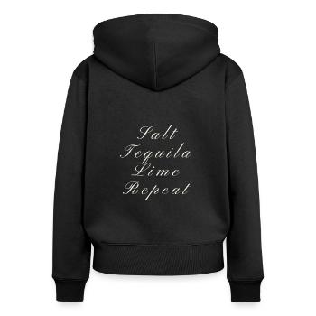 Salz Tequila Lime Repeat Geschenke Partyliebhaber - Frauen Premium Bio Zip Hoodie - Schwarz - Hinten - Julia (174cm)