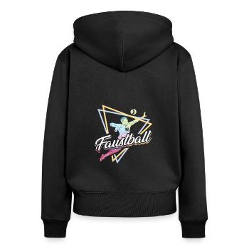 Faustball Faustballer Rundschlag Ballsport - Frauen Premium Bio Zip Hoodie - Schwarz - Hinten - Julia (174cm)