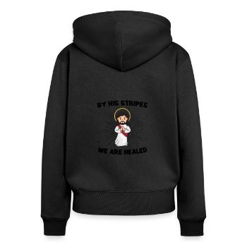Jésus Christianisme Dieu Prière Prière Pasteur - Sweat à capuche zippé Premium bio Femme - noir - Dos - Julia (174cm)