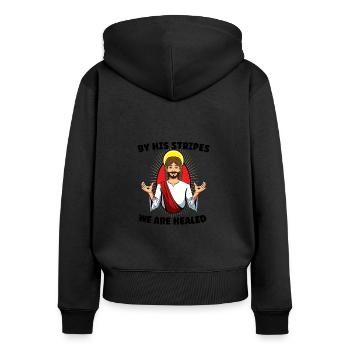 Jesus Christianity God Praying Prayer Pastor - Frauen Premium Bio Zip Hoodie - Schwarz - Hinten - Julia (174cm)