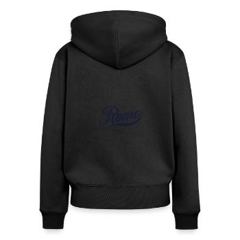 Retro Italy Stadt - Vintage Rome - Frauen Premium Bio Zip Hoodie - Schwarz - Hinten - Julia (174cm)