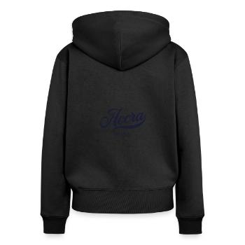 Retro Ghana Stadt - Vintage Accra - Frauen Premium Bio Zip Hoodie - Schwarz - Hinten - Julia (174cm)