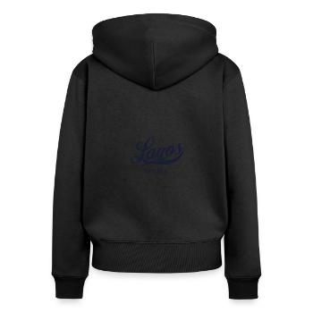 Rétro Nigeria City - Vintage Lagos - Sweat à capuche zippé Premium bio Femme - noir - Dos - Julia (174cm)