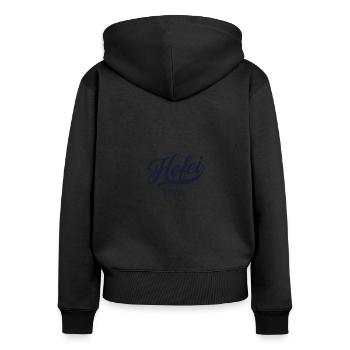 Rétro China City - Vintage Hefei - Sweat à capuche zippé Premium bio Femme - noir - Dos - Julia (174cm)