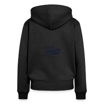 Retro Japan Stadt - Vintage Tokyo - Frauen Premium Bio Zip Hoodie - Schwarz - Hinten - Julia (174cm)