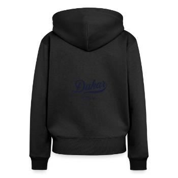 Retro Senegal City - Vintage Dakar - Women's Premium Organic Zip Hoodie - black - Back - Julia (174cm)