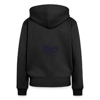 Rétro China City - Vintage Lhassa - Sweat à capuche zippé Premium bio Femme - noir - Dos - Julia (174cm)