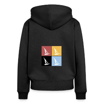 Carrés Planche à voile Planche à voile Sport rétro Hobby - Sweat à capuche zippé Premium bio Femme - noir - Dos - Julia (174cm)