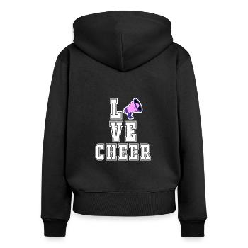 Liebes-Beifall Cheerleader-Mädchen-Megaphon - Frauen Premium Bio Zip Hoodie - Schwarz - Hinten - Julia (174cm)