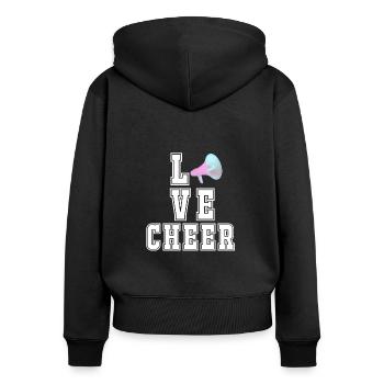 Liebes-Beifall Cheerleader-Mädchen-Megaphon - Frauen Premium Bio Zip Hoodie - Schwarz - Hinten - Julia (174cm)