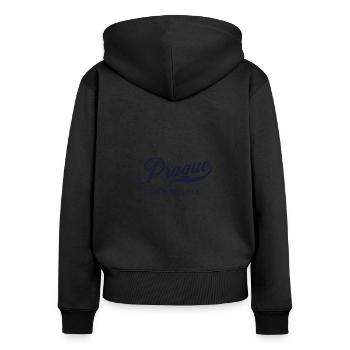 Retro Czech Republic Stadt - Vintage Prague - Frauen Premium Bio Zip Hoodie - Schwarz - Hinten - Julia (174cm)