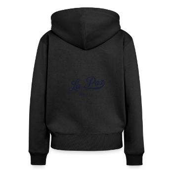 Rétro Bolivie City - Vintage La Paz - Sweat à capuche zippé Premium bio Femme - noir - Dos - Julia (174cm)