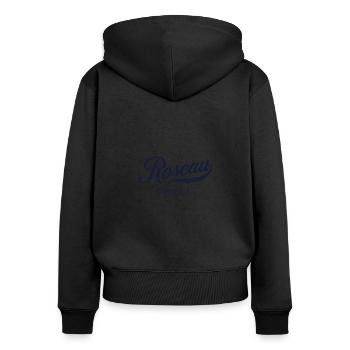 Ville rétro de la Dominique - Vintage Roseau - Sweat à capuche zippé Premium bio Femme - noir - Dos - Julia (174cm)