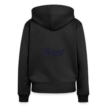 Retro Ghana Stadt - Vintage Kumasi - Frauen Premium Bio Zip Hoodie - Schwarz - Hinten - Julia (174cm)