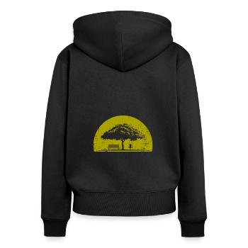 Arbre - Sweat à capuche zippé Premium bio Femme - noir - Dos - Julia (174cm)