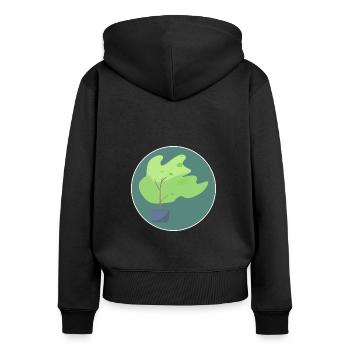 Arbre - Sweat à capuche zippé Premium bio Femme - noir - Dos - Julia (174cm)