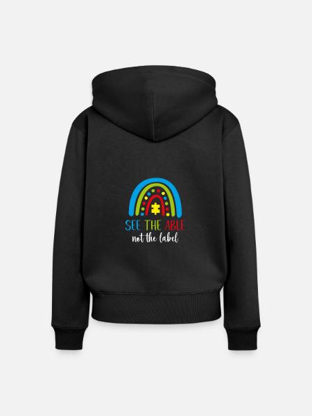 Autismus Bewusstsein Kleidung - Frauen Premium Bio Zip Hoodie - Schwarz
