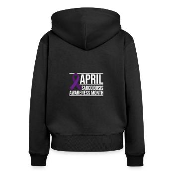 Sarkoidose Bewusstsein Kleidung - Frauen Premium Bio Zip Hoodie - Schwarz - Hinten - Julia (174cm)