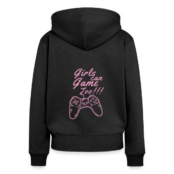 Mädchen Kann Zu Zitieren, Gamepad Geschenkspiel - Frauen Premium Bio Zip Hoodie - Schwarz - Hinten - Julia (174cm)