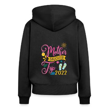 Tochter Mutter Reise 2022 Sommer Beach Geschenk - Frauen Premium Bio Zip Hoodie - Schwarz - Hinten - Julia (174cm)