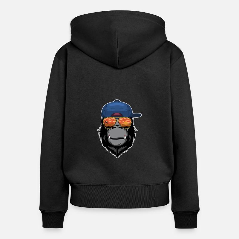 Singe - Sweat à capuche zippé Premium bio Femme - noir