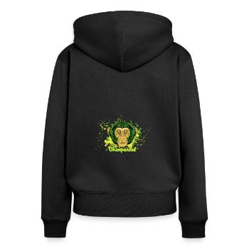 Affe - Frauen Premium Bio Zip Hoodie - Schwarz - Hinten - Julia (174cm)
