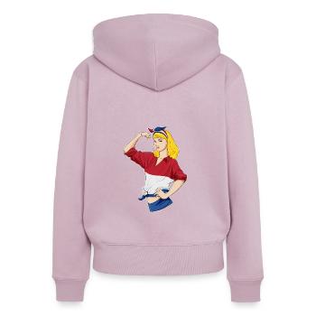 Fille hollandaise incassable I Héritage néerlandais I - Sweat à capuche zippé Premium bio Femme - rose poudré - Dos - Julia (174cm)