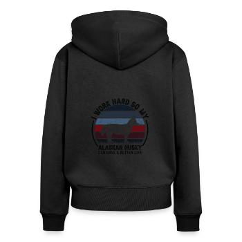 Travaillez dur - Retro Alaskan Husky - Sweat à capuche zippé Premium bio Femme - noir - Dos - Julia (174cm)