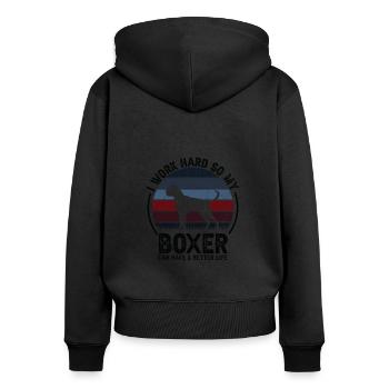Travaillez dur - Retro Boxer - Sweat à capuche zippé Premium bio Femme - noir - Dos - Julia (174cm)