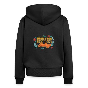 Hispanic Heritage Flowers Spanish Culture Rose - Women's Premium Organic Zip Hoodie - black - Back - Julia (174cm)