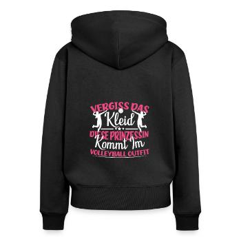 Volleyball Volleyballerin Vergiss das Kleid - Frauen Premium Bio Zip Hoodie - Schwarz - Hinten - Julia (174cm)