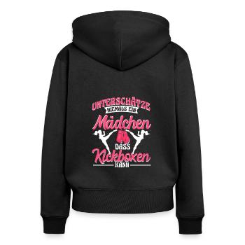 Kickboxen Mädchen Kampfsport - Frauen Premium Bio Zip Hoodie - Schwarz - Hinten - Julia (174cm)
